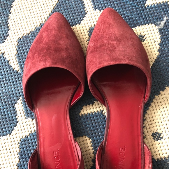 Vince Nina Suede d’Orsay Point-toe Flats RedRust - Picture 4 of 10